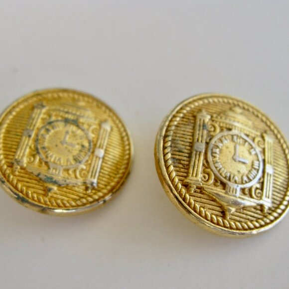 Marshall Fields Gold Clock Buttons 8-Piece Set 2 Front 6 Cuff Blazer Replacement - Picture 2 of 5